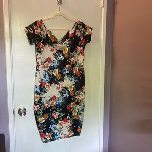 ASOS Curve Floral Bodycon dress with open back